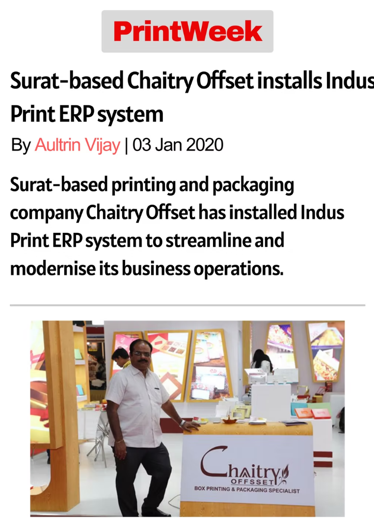 Surat-based Chaitry Offset installs Indus Print ERP system
